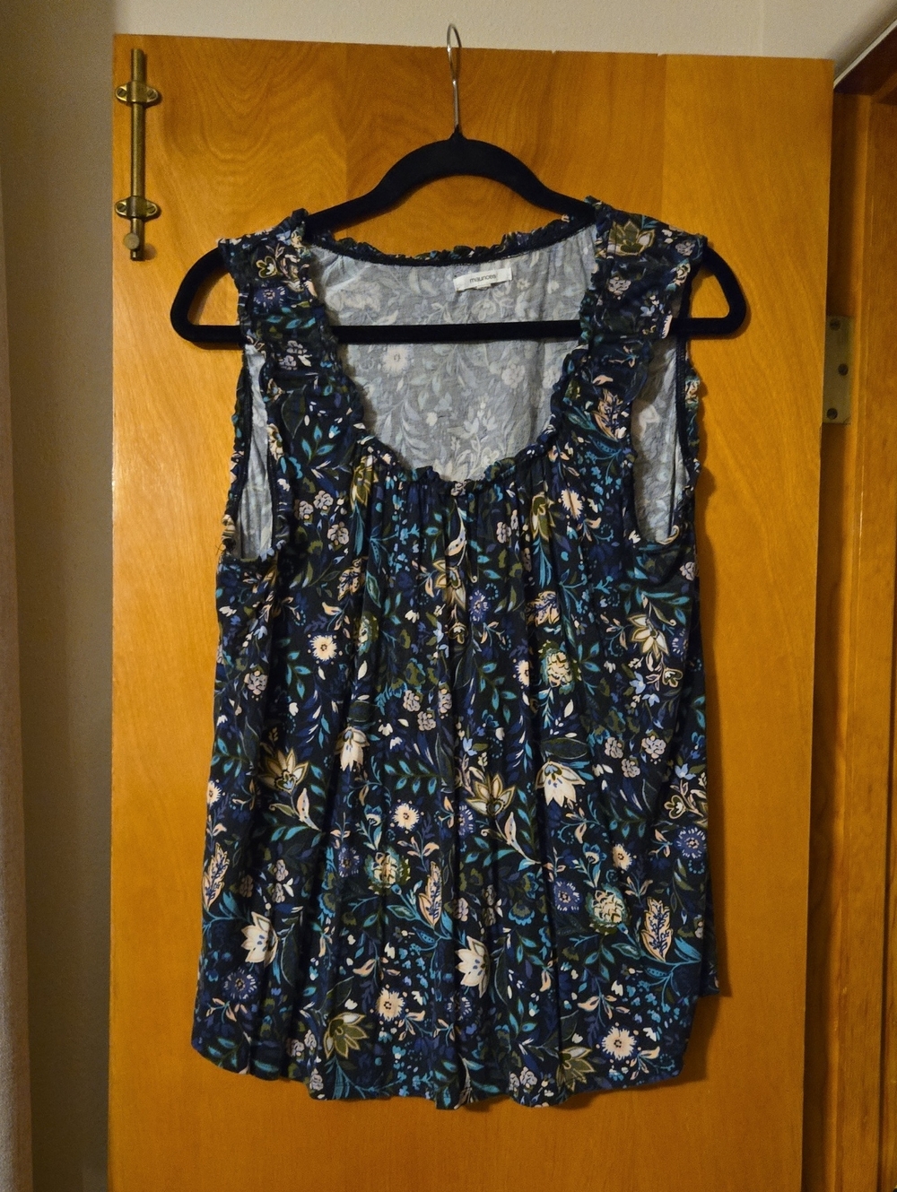 Maurices Navy Floral Ruffle-Trim Sleeveless Camisole Top - Only Worn Twice